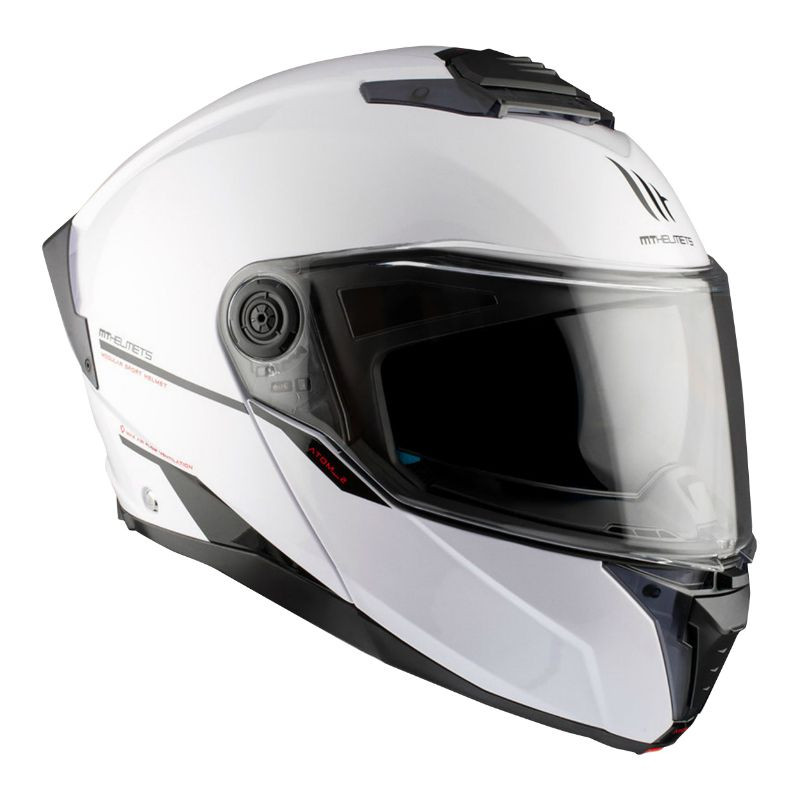 Casque modulable MT Atom 2 SV Double écrans Uni Blanc Brillant (ECE 22.06 P/J)
