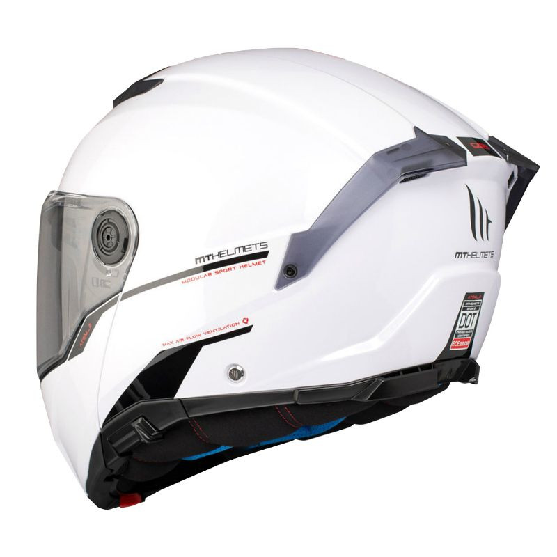 Casque modulable MT Atom 2 SV Double écrans Uni Blanc Brillant (ECE 22.06 P/J)