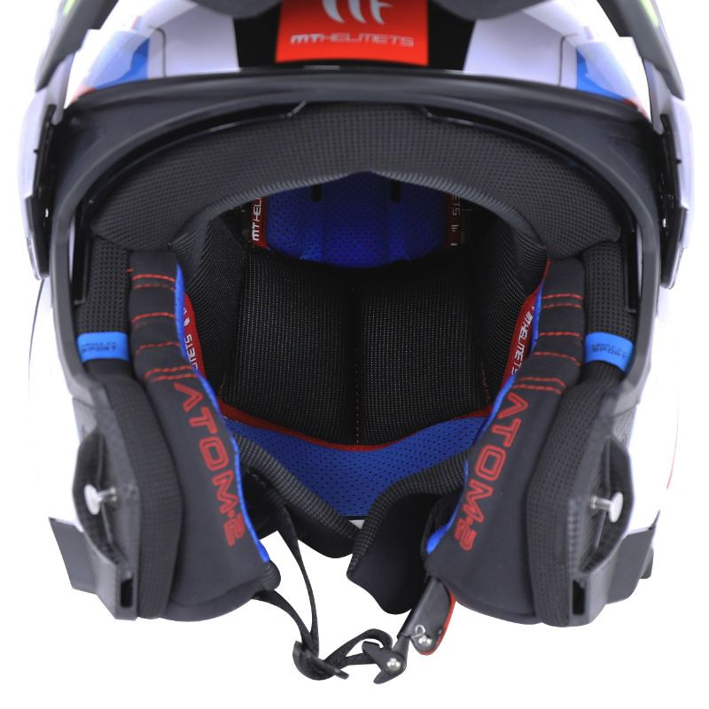 Casque modulable MT Atom 2 SV Bast A0 Double écrans Bleu/Noir/Rouge Brillant (ECE 22.06 P/J) 