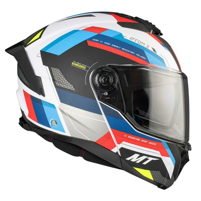Casque modulable MT Atom 2 SV Bast A0 Double écrans Bleu/Noir/Rouge Brillant (ECE 22.06 P/J) 