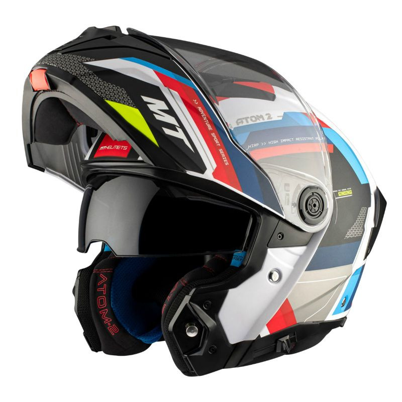 Casque modulable MT Atom 2 SV Bast A0 Double écrans Bleu/Noir/Rouge Brillant (ECE 22.06 P/J) 