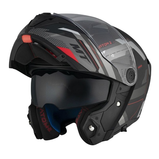 Casque modulable MT Atom 2 SV Bast D5 Double écrans Noir/Gris Mat (ECE 22.06 P/J)